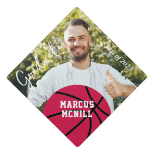 Basketball Personalized Photo Name Graduation Cap Topper