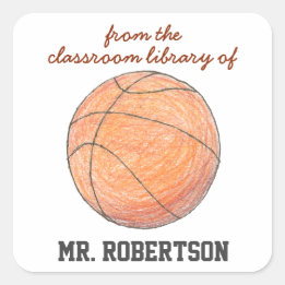 Basketball personalized teacher gift bookplate