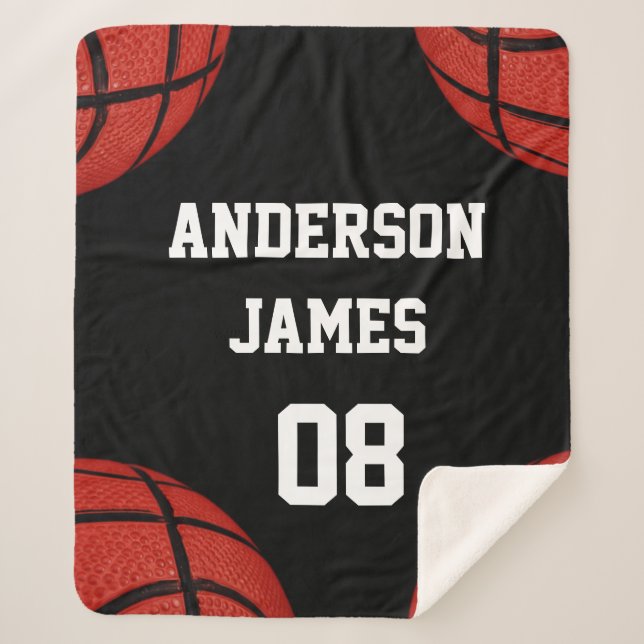 Basketball Personalized  with name and number Sherpa Blanket (Front)