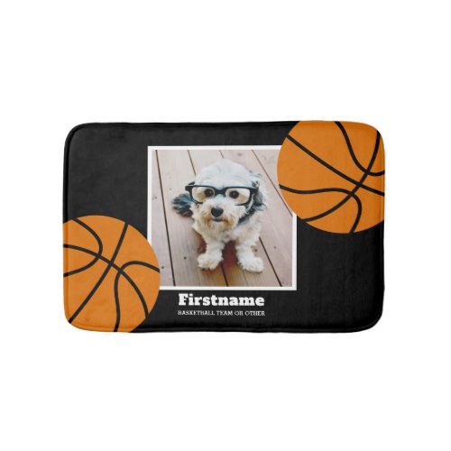 Basketball Photo Add Your Name _ Can Edit Color Bath Mat