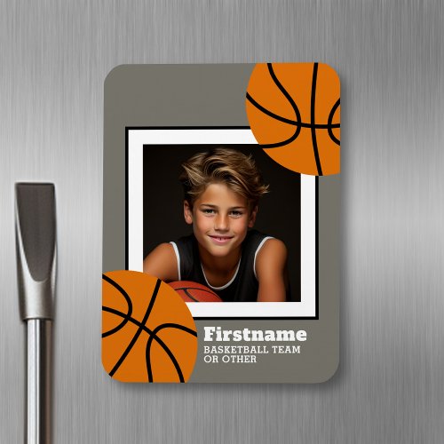 Basketball Photo Add Your Name _ Can Edit Color Magnet