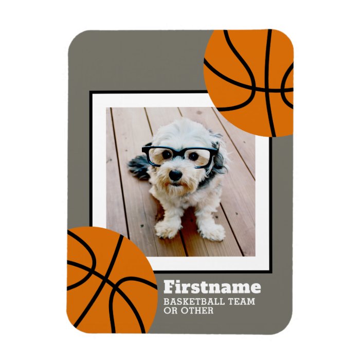 Basketball Photo Add Your Name Can Edit Color Magnet Zazzle