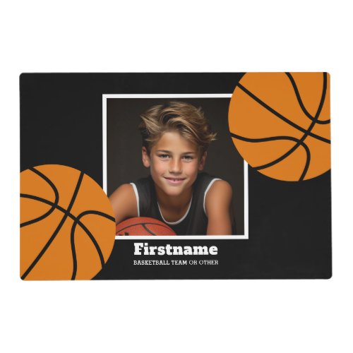 Basketball Photo Add Your Name _ Can Edit Color Placemat