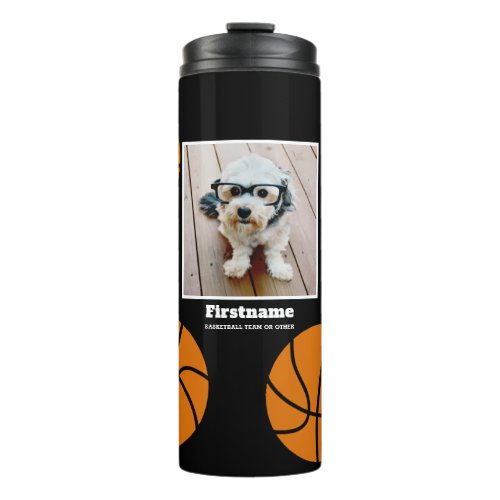 Basketball Photo Add Your Name _ Can Edit Color Thermal Tumbler