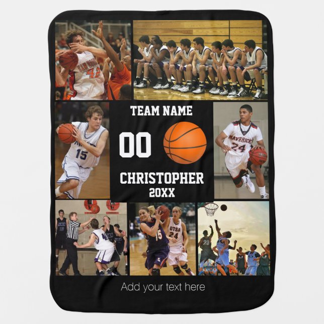 Basketball photo collage fleece blanket (Front)