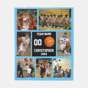 Basketball photo collage fleece blanket