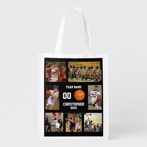 Basketball photo collage grocery bag