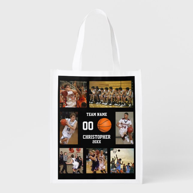 Basketball photo collage grocery bag (Front)