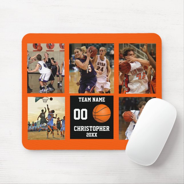 Basketball Photo Collage Personalized Mouse Pad (With Mouse)