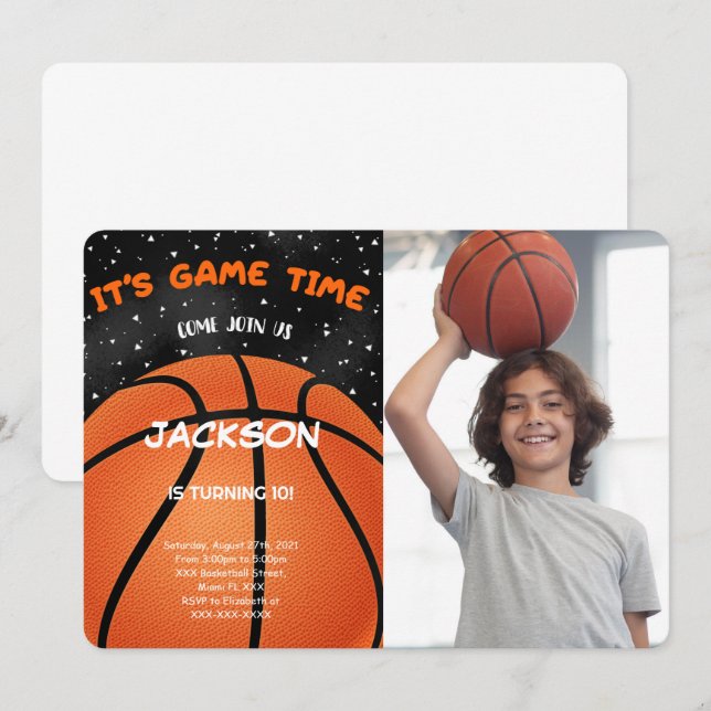 Basketball Photo Invitation (Front/Back)