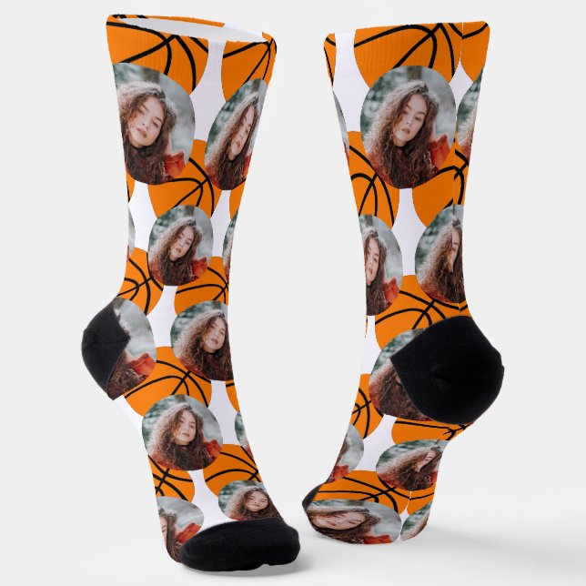 Basketball Photo Template Socks (Angled)