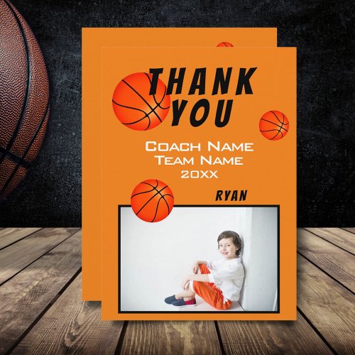 Basketball Photo Thank you Coach Card