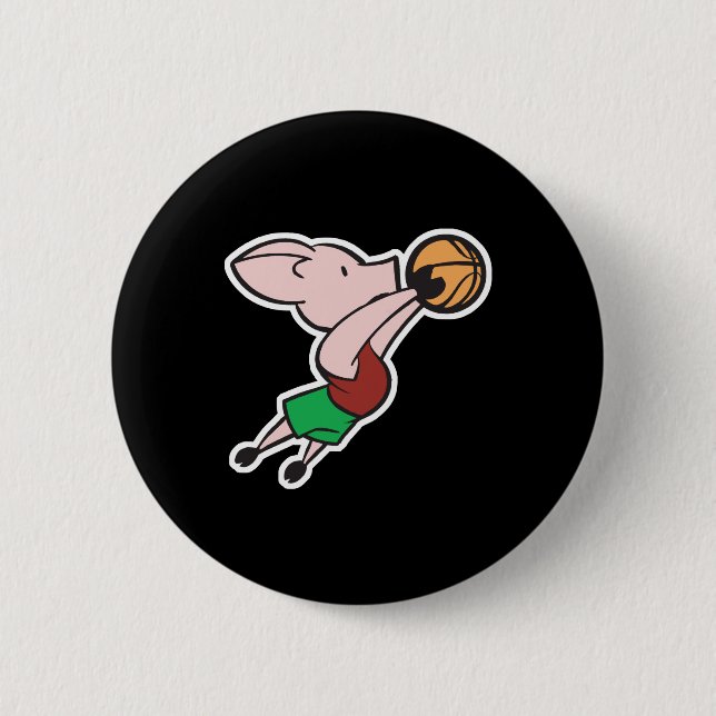basketball pig pinback button (Front)