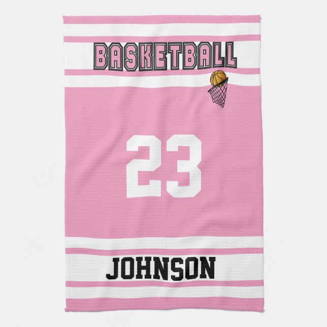 🏀 Basketball - Pink and White Towel (Vertical)