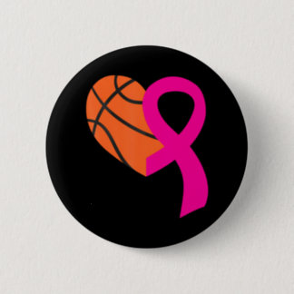 Basketball Pink Ribbon Cool Breast Cancer Button