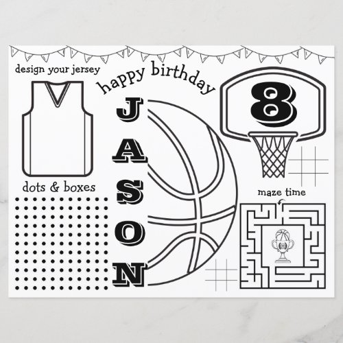 basketball placemats basketball activity sheet 