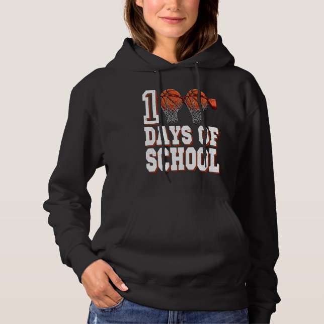 Basketball Player 100 Days Of School Student Boys  Hoodie (Front)