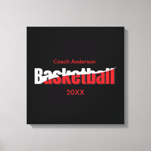 Basketball Player Abstract Swish - Word Art Canvas Print