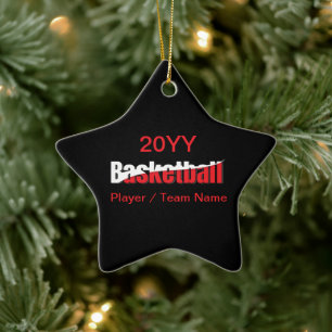 Basketball Player Abstract Swish - Word Art Ceramic Ornament