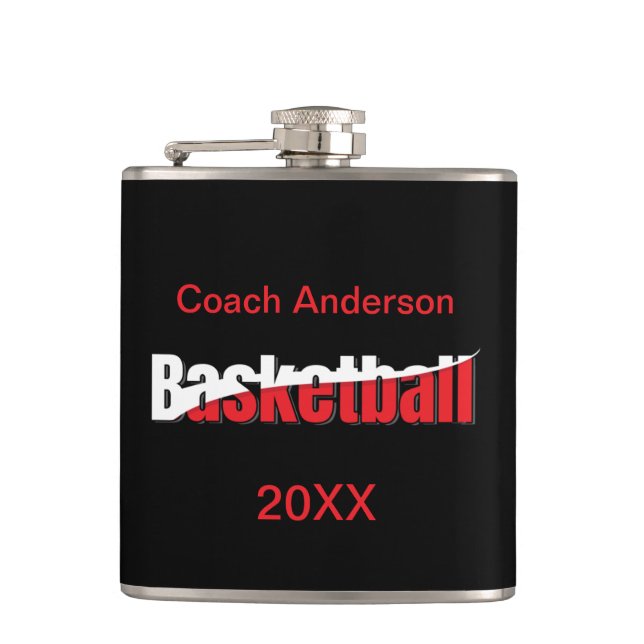 Basketball Player Abstract Swish - Word Art Flask (Front)
