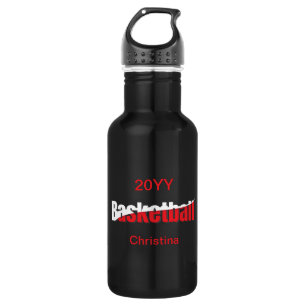 Basketball Player Abstract Swish - Word Art Stainless Steel Water Bottle
