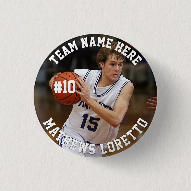 Basketball Player Add Name Number Team and Photo Button (Front)