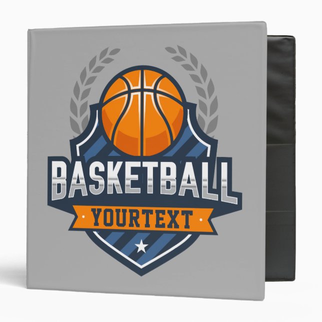 Basketball Player ADD NAME Varsity School Team 3 Ring Binder (Front/Inside)