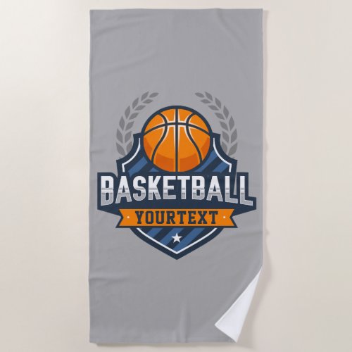 Basketball Player ADD NAME Varsity School Team Beach Towel