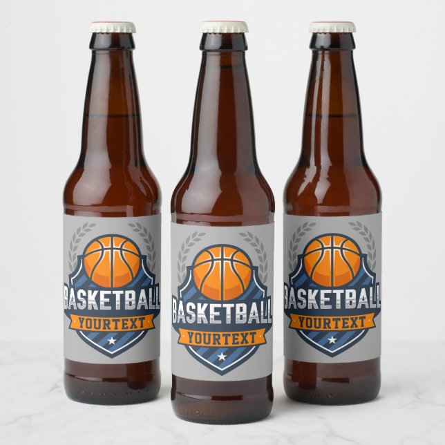 Basketball Player ADD NAME Varsity School Team Beer Bottle Label (Bottles)