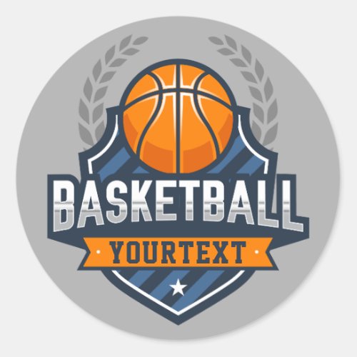 Basketball Player ADD NAME Varsity School Team Classic Round Sticker