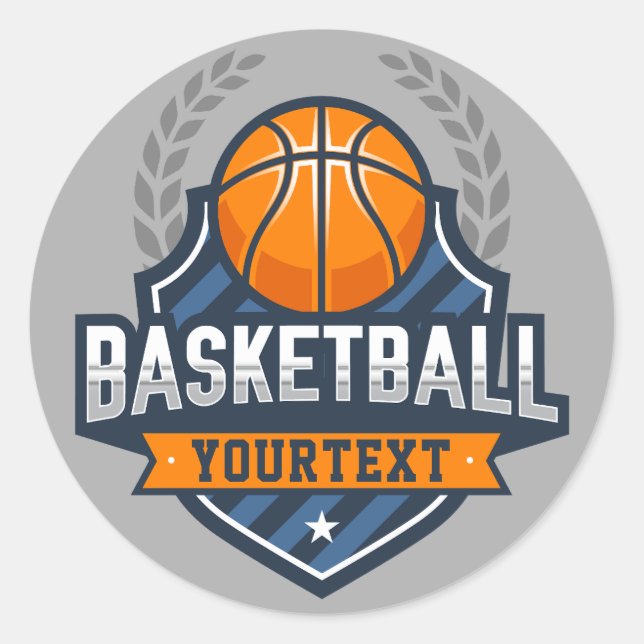 Basketball Player ADD NAME Varsity School Team Classic Round Sticker (Front)