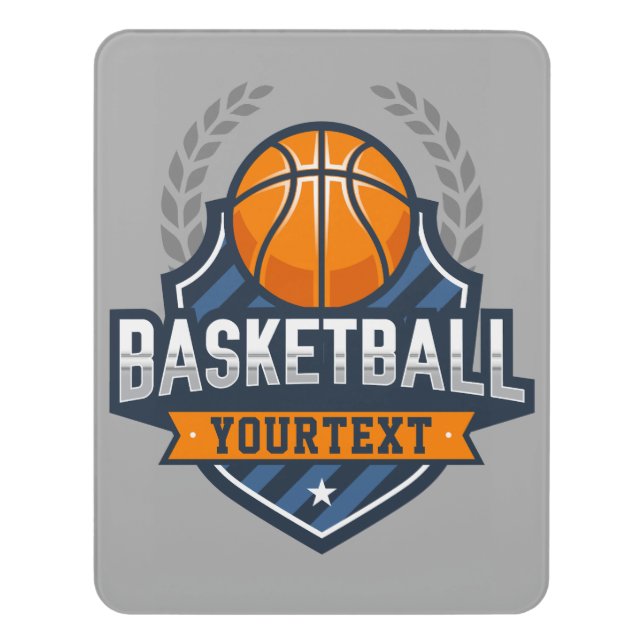 Basketball Player ADD NAME Varsity School Team Door Sign (Contemporary Vert)