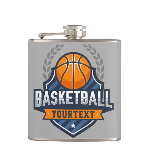 Basketball Player ADD NAME Varsity School Team Flask