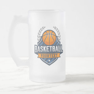 Basketball Player ADD NAME Varsity School Team Frosted Glass Beer Mug