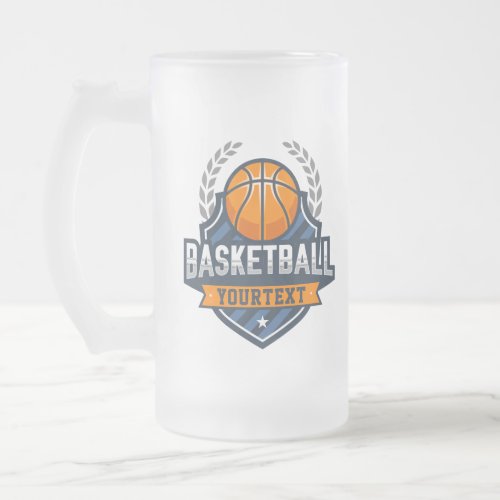 Basketball Player ADD NAME Varsity School Team Frosted Glass Beer Mug