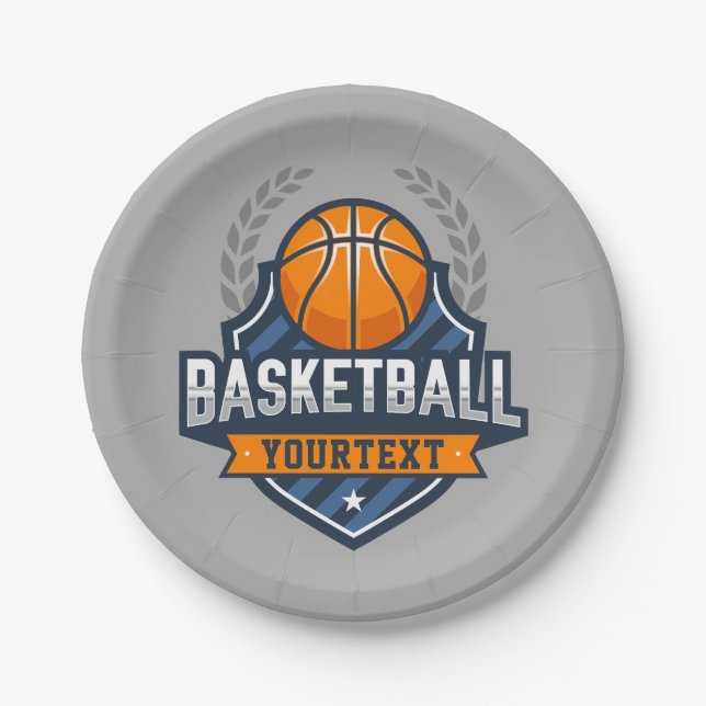 Basketball Player ADD NAME Varsity School Team Paper Plates (Front)