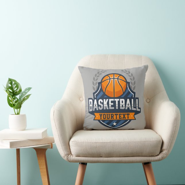 Basketball Player ADD NAME Varsity School Team Throw Pillow (Chair)