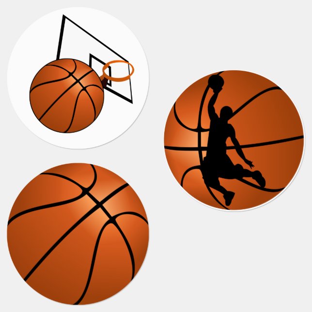 Basketball Player and Basketball Kids' Labels (Group)
