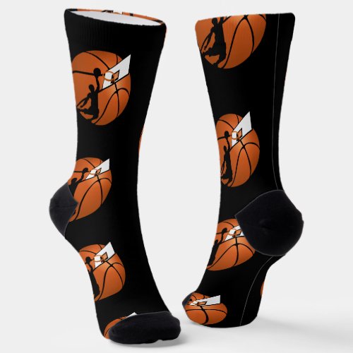 Basketball Player and Hoop Socks