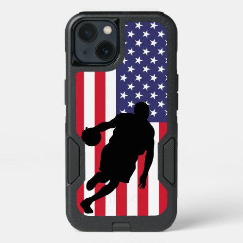 Basketball Player and USA Flag iPhone 13 Case