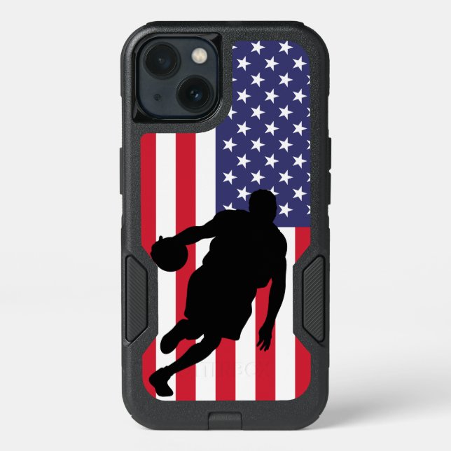 Basketball Player and USA Flag Otterbox iPhone Case (Back)