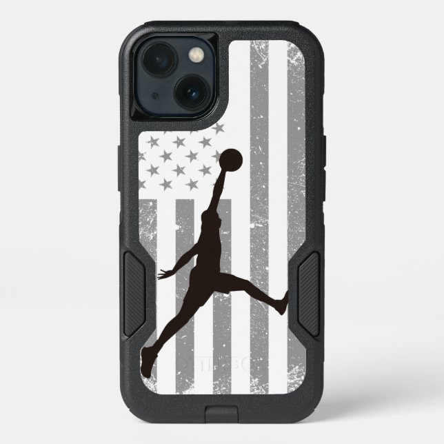Basketball Player and USA Flag Otterbox iPhone Case (Back)