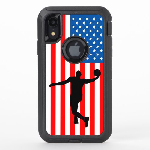 Basketball player and USA flag OtterBox Defender iPhone XR Case