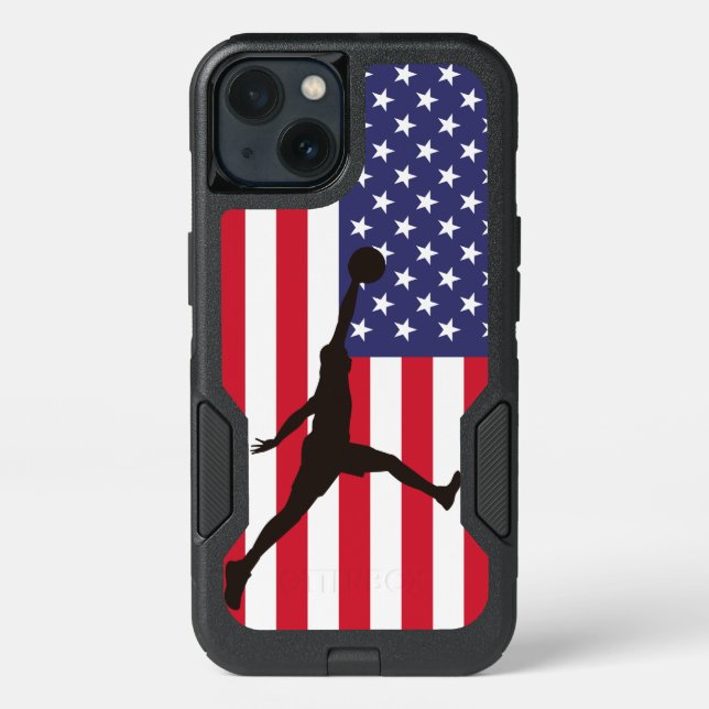 Basketball Player and USA Flag Otterbox iPhone Case (Back)