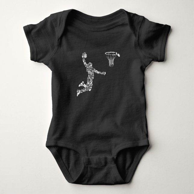 Basketball Player Athlete Dunk Art Sportsman Baby Bodysuit (Front)