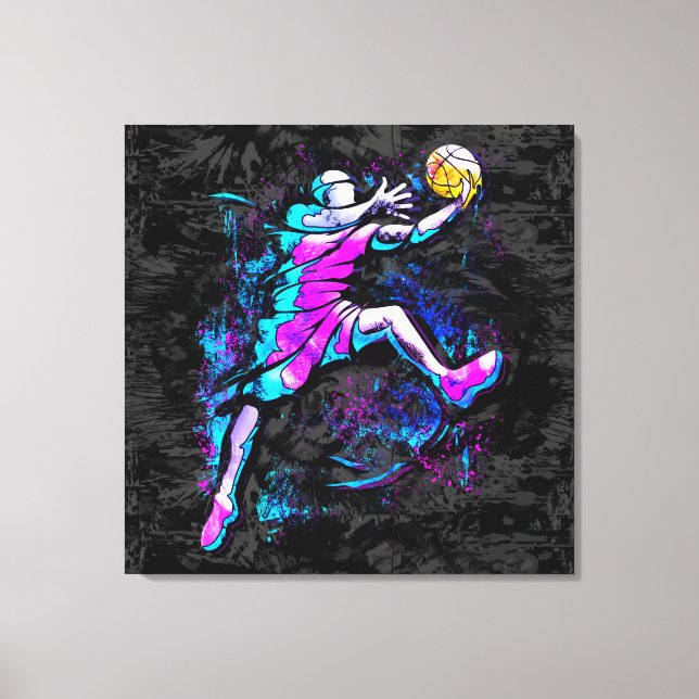 Basketball Player - B-Ball Slam Dunk - Streetball Canvas Print (Front)