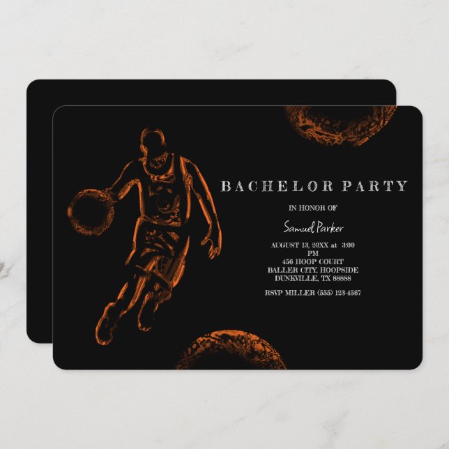 Basketball Player Bachelor / Birthday Party Sports Invitation (Front/Back)