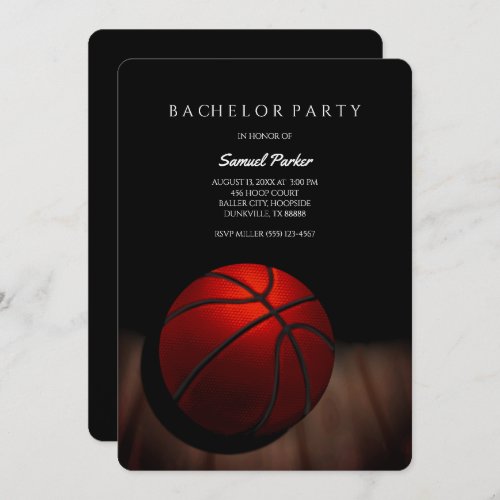 Basketball Player Bachelor  Birthday Party Sports Invitation