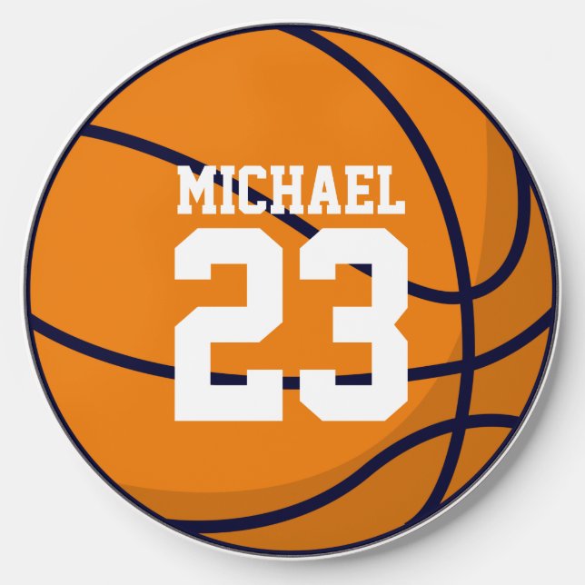 Basketball Player Ball Personalized Name Sports Wireless Charger (Front)