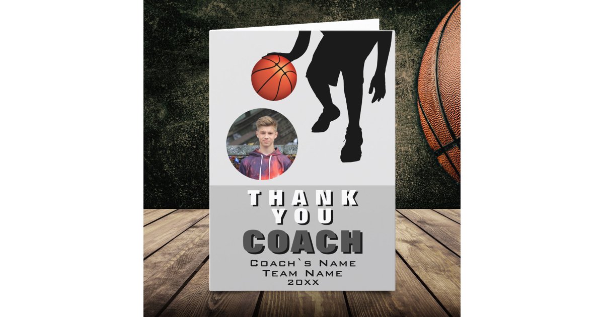 Basketball Player Basketball Coach Photo Thank You Card | Zazzle